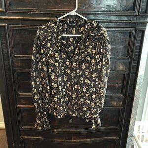 Blu Pepper Black and Cream Ruffled Blouse